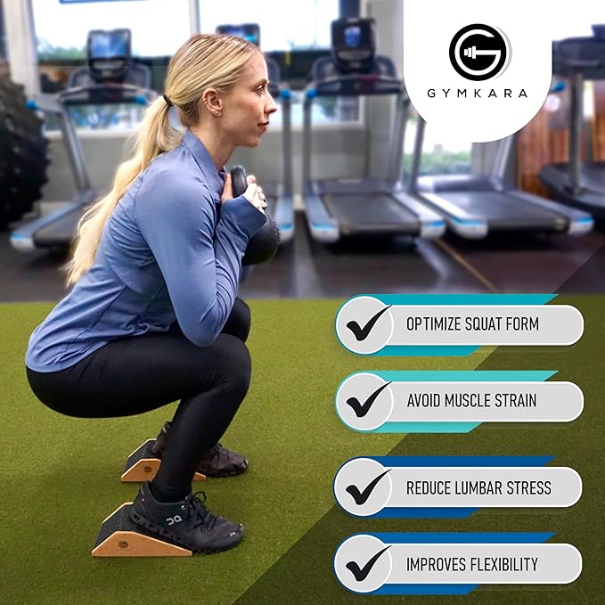 Squat Wedge Block Cork 2 Pack - Non Slip Heel Elevated Wedge and Calf Raise Block - Slant Board for Squats to Avoid Muscle Strain