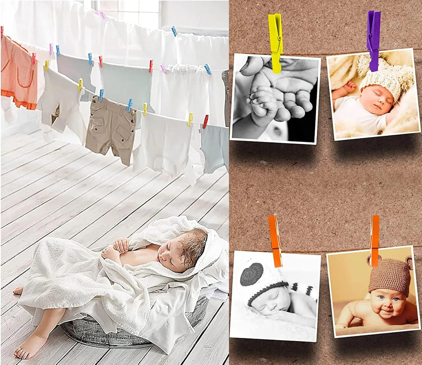 1.9 Inch Red Strong Wood Clothes Pins Hold Xmas Cards Papers Scrapbooking Gloves Socks Laundry Clip with Twine Pack 50