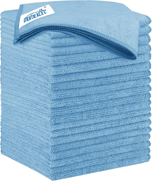 HOMEXCEL Microfiber Cleaning Cloth 20 Pack 11.5 x 11.5 inch Microfiber Towels for Cars Ultra Absorbent Car Washing Cloth Lint Free Streak Free Cleaning Rags for Car, Kitchen Window Blue