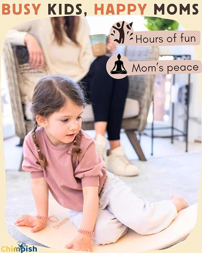 Wooden Balance Board - 37 inch Finger Safe Wobble Board for Toddlers, Wooden Balance Board for Kids