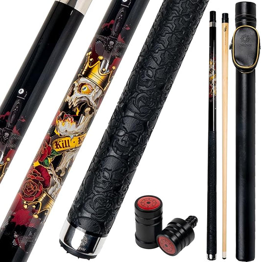 Collapsar CBP Pool Stick with 1X1 Hard Case,13mm Tip with Low Deflection Technology Billiard Cue,58" 2-Pieces 19-21 oz Professional Pool Cue Set