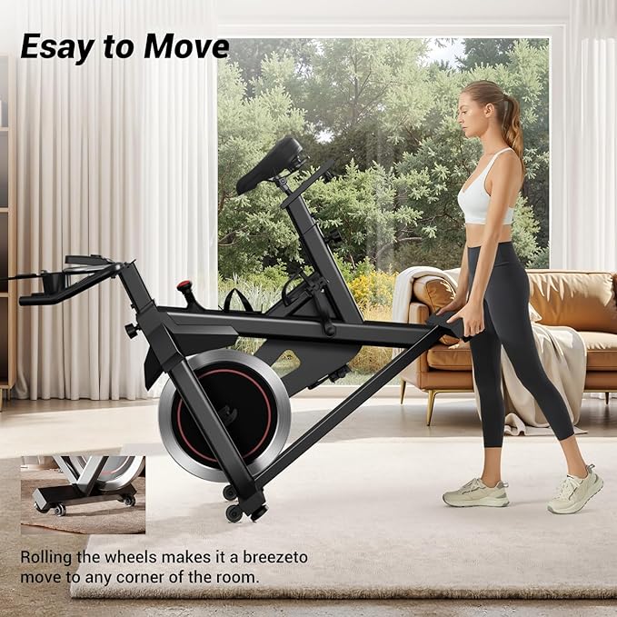 CURSOR FITNESS Exercise Bike, Stationary Bikes for Home, 300 LBS Capacity, Workout Bike with Silent Belt Drive, Indoor Cycling Bike with Extra Comfort Seat/IPad Mount/3 Bottle Holders
