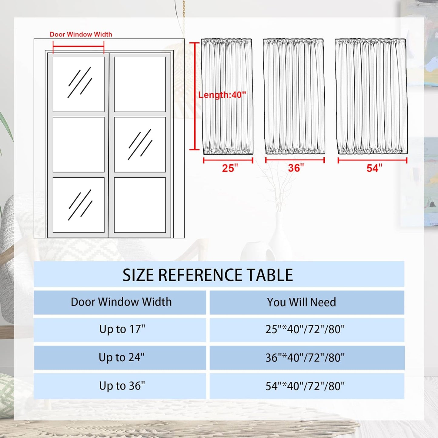DWCN French Door Curtains – Rod Pocket Thermal Blackout Curtain for Doors with Glass Window, Kitchen and Patio Doors for Privacy, 25 X 40 Inches Long, 1 Curtain Panel with Tieback,Olive Green