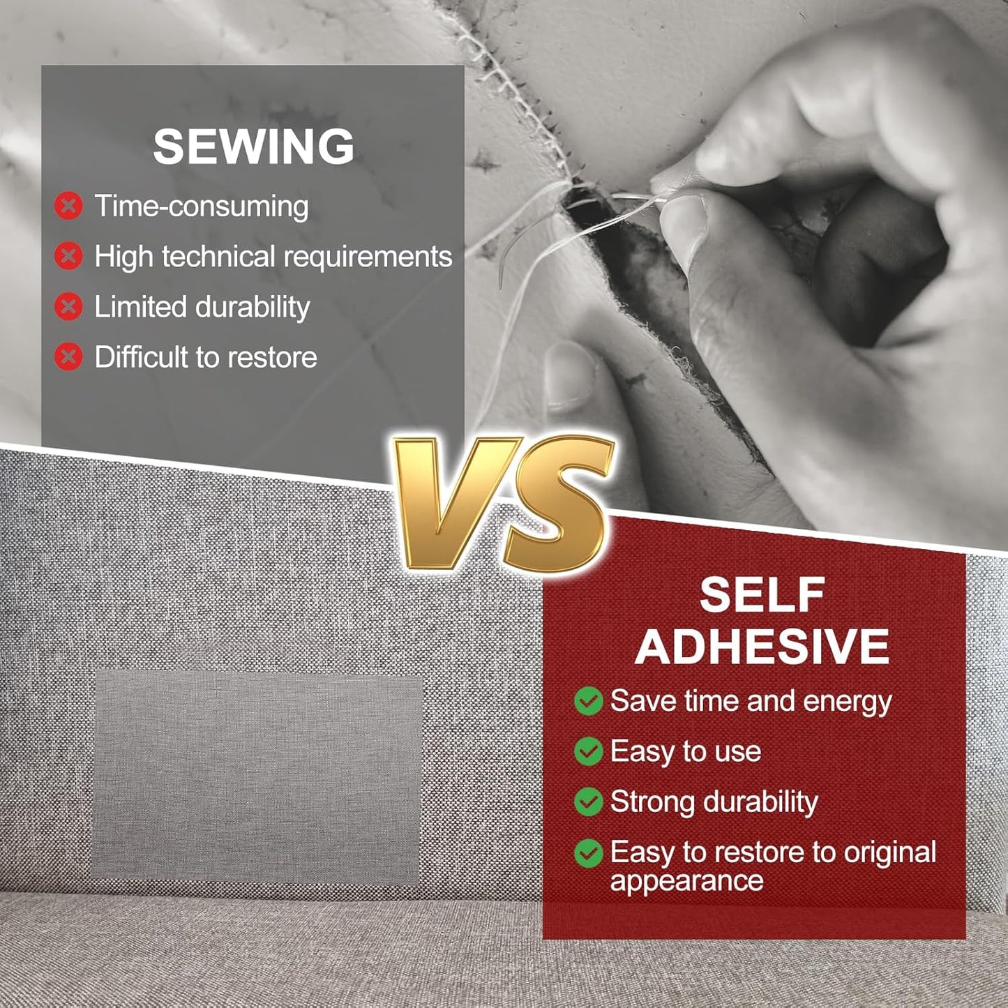 PATIKIL Leather Patches Tape for Furniture, 3.2 x 61 Inch Self Adhesive Vinyl Leather Repair Kit Cover Sheet for Couch, Sofa, Car Seats, Office Chair, Bright Yellow