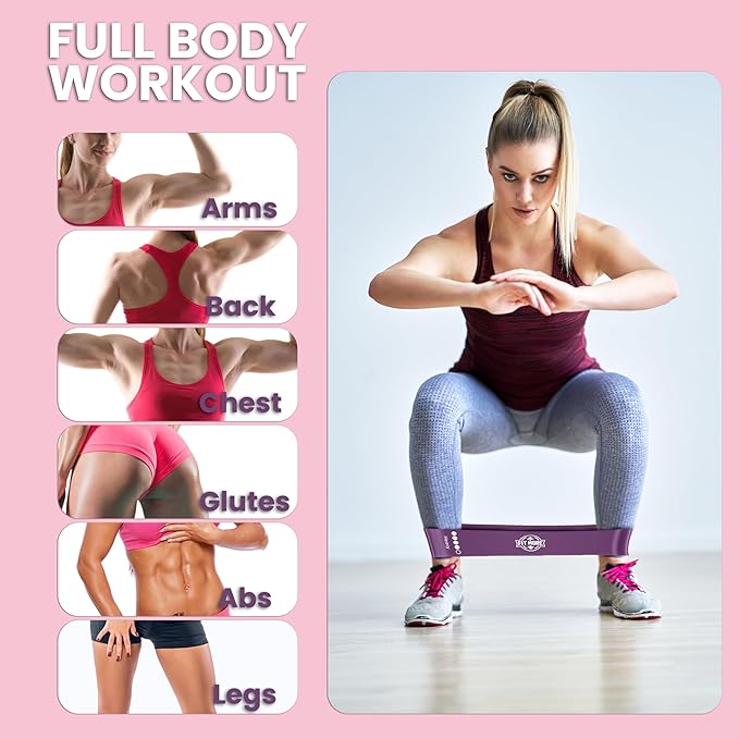 Resistance Bands for Women with Online Workouts Included - Set of Loop & Flat Bands | Ideal for Tone and Sculpt Body at Home, Pilates, Yoga or Rehab with Safe Guided Training