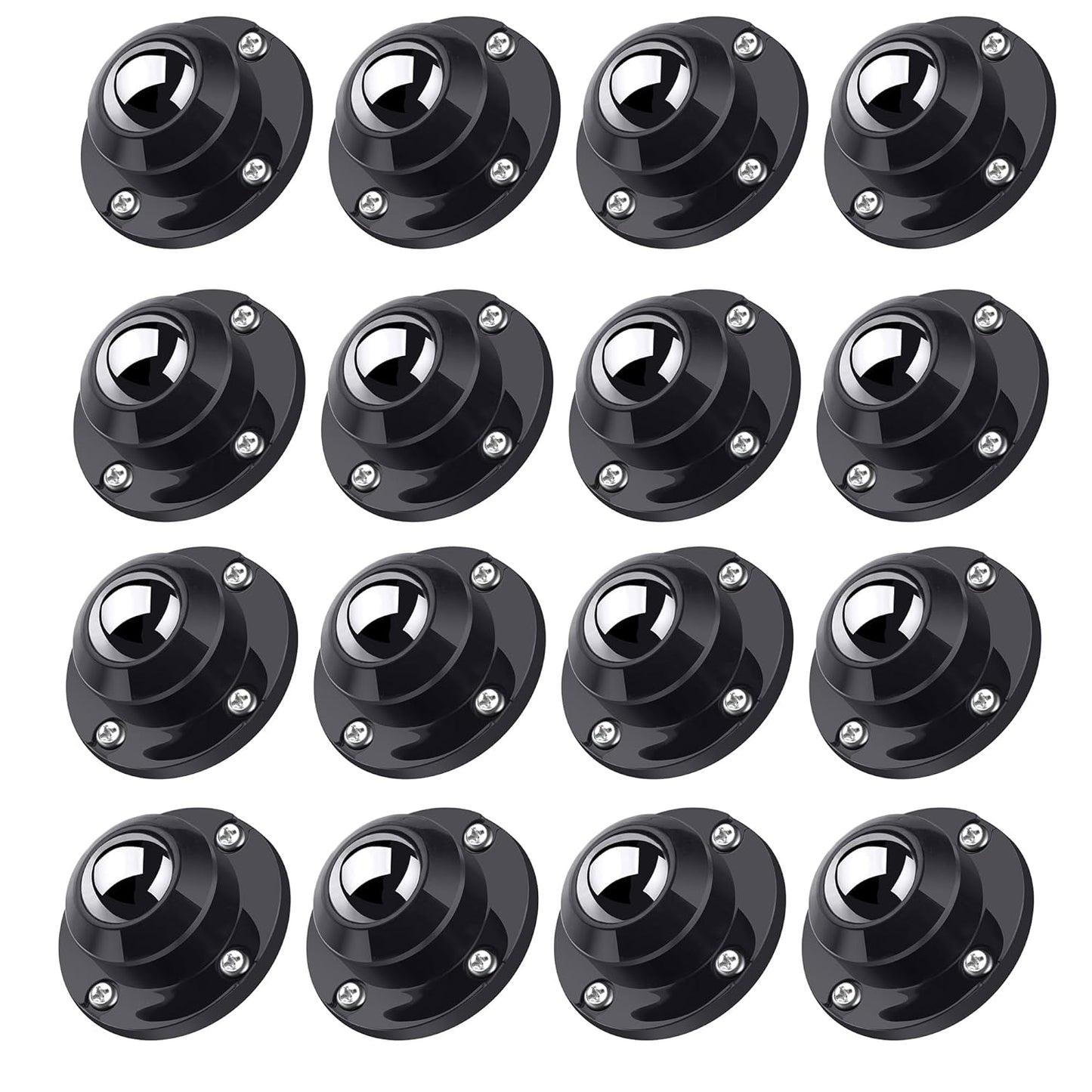 PlusRoc 16 Pack 1 Inch Self Adhesive Caster Wheels for Furniture Mop Bucket, Load Capacity 28 LBS Per Wheel, Low Profile Swivel Wheels for Small Appliance Storage Bins