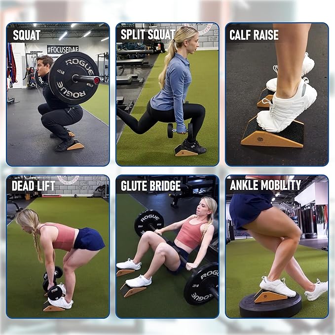 Squat Wedge Block Cork 2 Pack - Non Slip Heel Elevated Wedge and Calf Raise Block - Slant Board for Squats to Avoid Muscle Strain