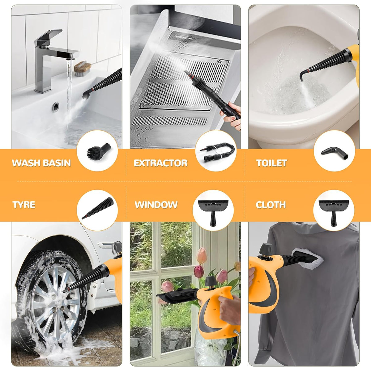 Spurgehom Handheld Steam Cleaner, Portable Steamer with Large Capacity,11-Piece Accessory Set for Cleaning