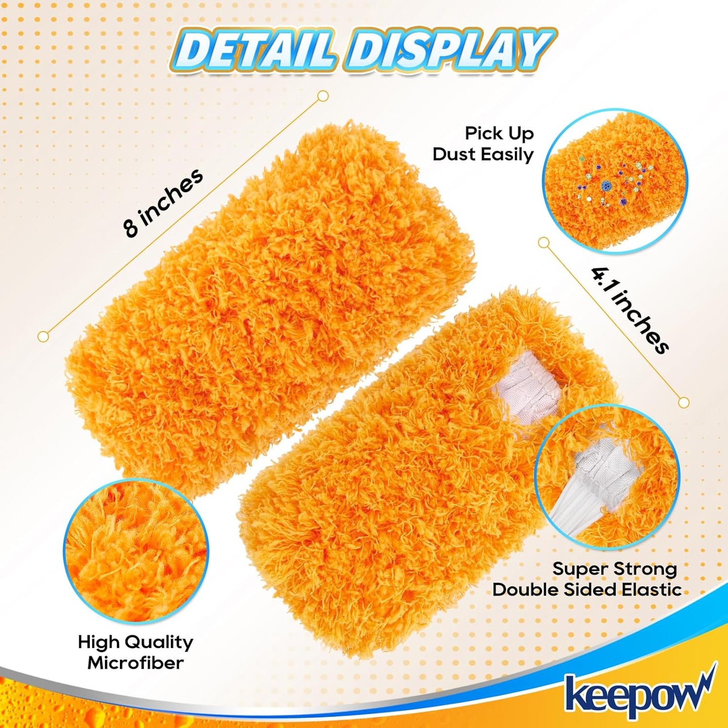 KEEPOW Reusable Microfiber Duster Refill Compatible with Swiffer Hand Duster, Heavy Duty Duster Refills, 360 Degree Dusters Refills for Cleaning, Ceiling Fan, 4 Pack (Handle is Not Included)