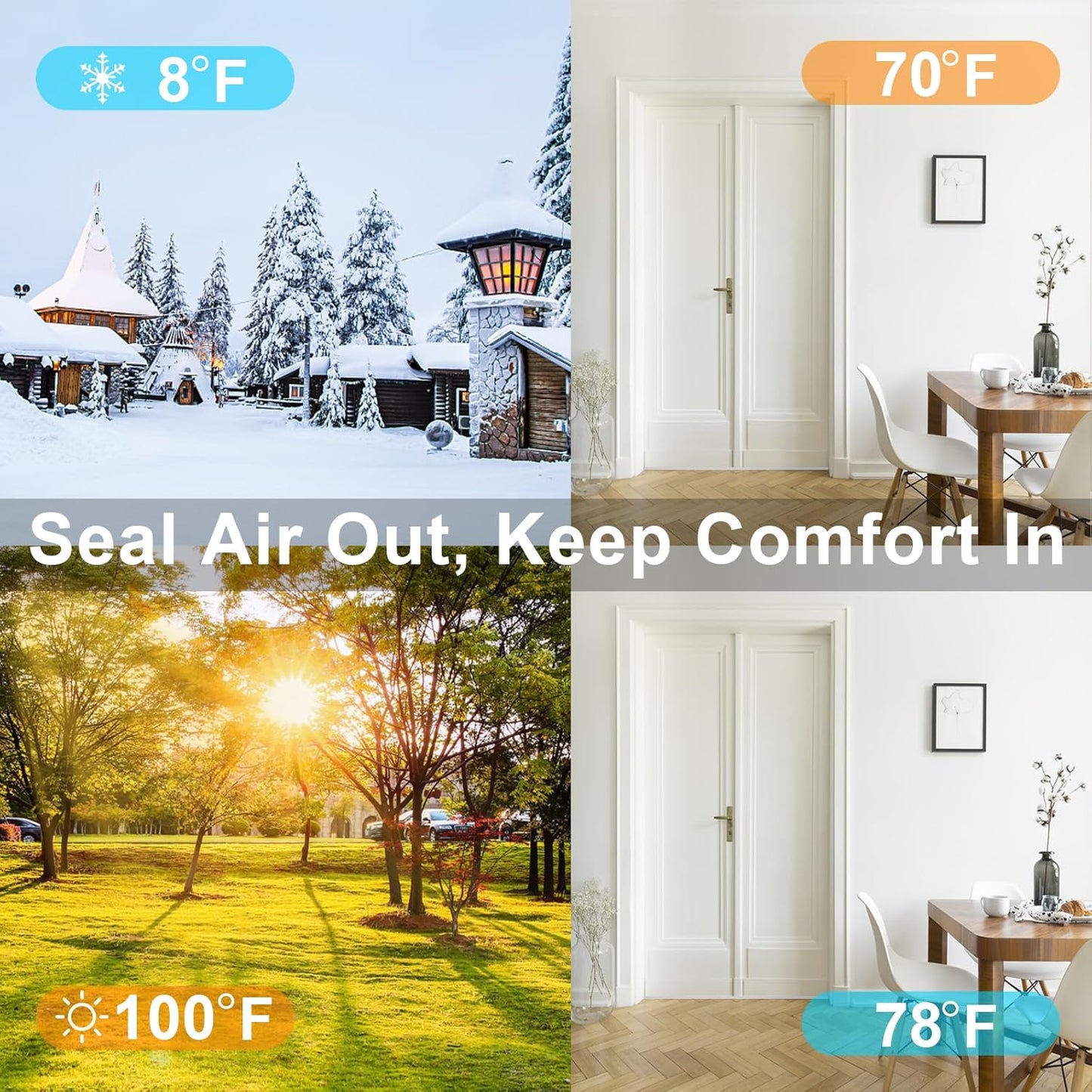 Strong Adhesive Foam Weather Stripping, High Density Door Insulation Strip，AC Window Insulation, Weather Stripping for Door Frame, Neoprene Window Insulation, White(1 in x 3/8 in x 13Ft)