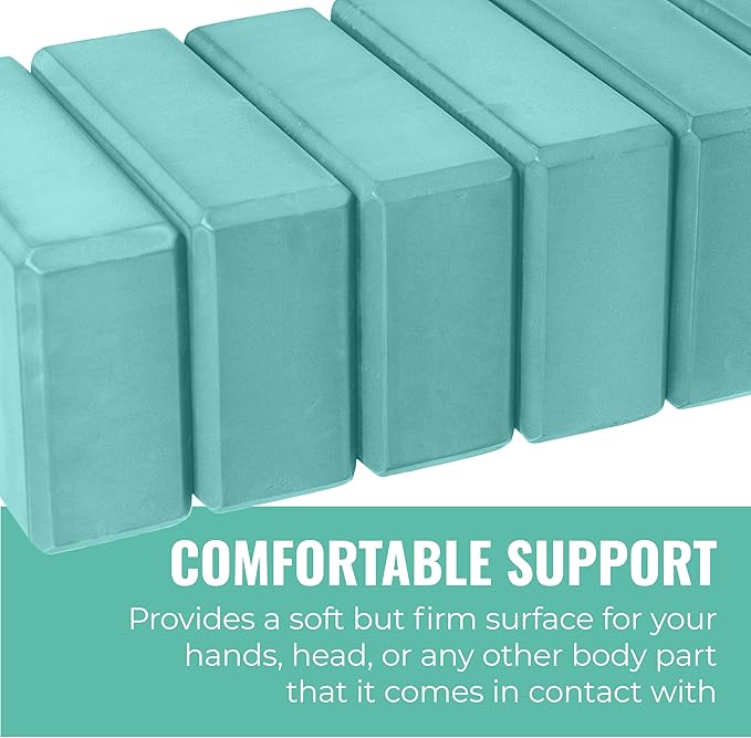 3" Yoga Block, 10 Pack Bulk EVA Foam Yoga Blocks, Firm and Supportive Yoga Brick, Balance Foam for Stretching, Pilates, and Workout, 3" x 6" x 9"