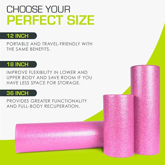 ProsourceFit High Density Foam Rollers 18 to 36 - inches Long, Firm Full Body Athletic Massage Tool for Back Stretching, Yoga, Pilates, Post Workout Muscle Recuperation