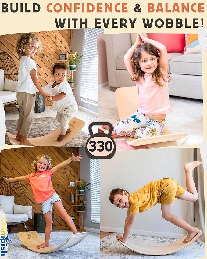 Wooden Balance Board - 37 inch Finger Safe Wobble Board for Toddlers, Wooden Balance Board for Kids