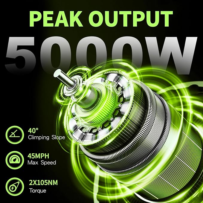 PHILODO Forester Electric Bike, 60V 26Ah Bike Battery for Long Range with 5000W Dual Motor Ebike for Adults, 26x4 Electric Bike Fat Tires for All Terrain Electric Mountain Bike