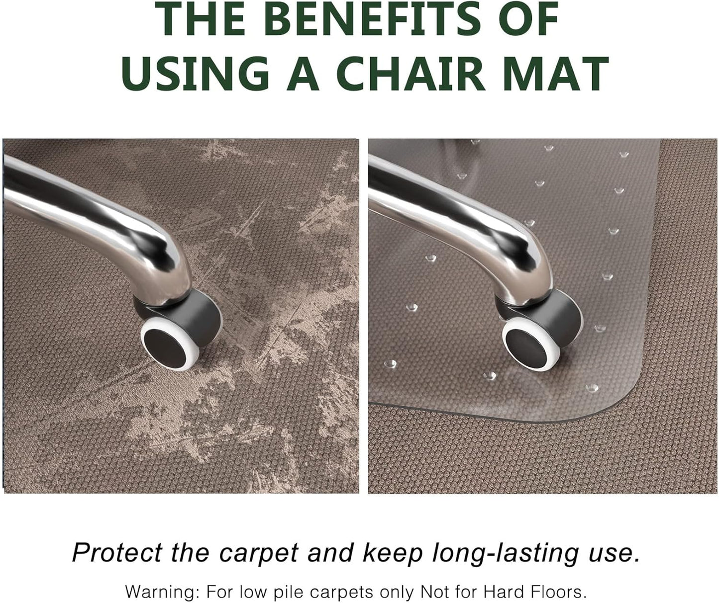 FuturHydro Office Chair Mat for Carpet - 30" x 48" Computer Desk Chair Mats for Carpeted Floors, Easy Glide Rolling Plastic Floor Mat, ChairMats (with Lip)
