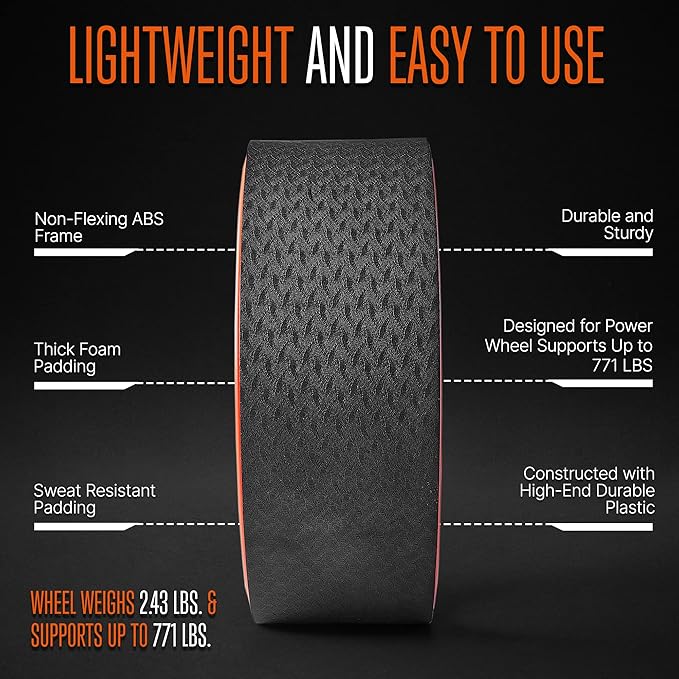 SQUATZ Yoga Wheel Back Stretcher - Back Roller with Weight Support Up to 777 LBS Sturdy, Safe, and Comfortable For Yoga, Relieve Back Pain, Perfect for Stretching, Improving Flexibility, and Mobility