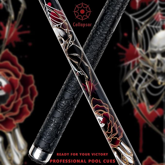 Collapsar CBP Pool Stick with 1X1 Hard Case,13mm Tip with Low Deflection Technology Billiard Cue,58" 2-Pieces 19-21 oz Professional Pool Cue Set