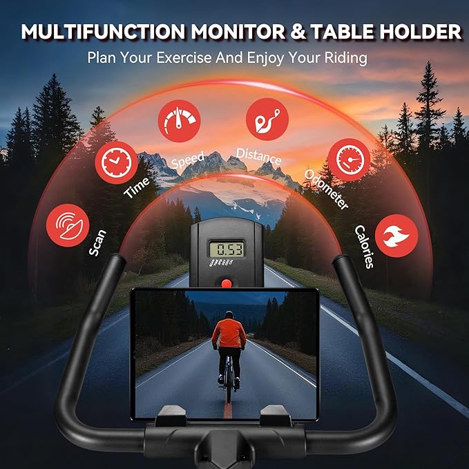 Exercise Bike, WENOKER Magnetic Resistance Stationary Bike for Home, App Supported Indoor Bike with Whisper Quiet, Heavy Flywheel and Upgraded Digital Display
