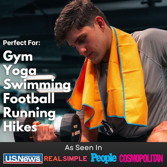 ECCOSOPHY Microfiber Beach Towel – Quick Dry Gym Towel, Highly Absorbent with Ribbed Texture, Lightweight – Ideal for Travel, Pool, Yoga, Fitness & Outdoor Adventures – 71x35 Creamsicle