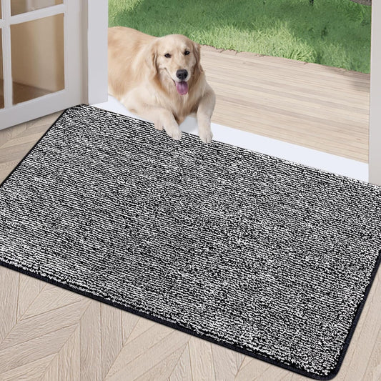 REFETONE Indoor Doormat, Front Door Mat 36"x59" Absorbent Rubber Backing Non Slip Back Door Mats, Washable Low-Profile Inside Floor Mat Door Rugs for Entryway, Resist Dirt Mud Mat for Dogs, Black