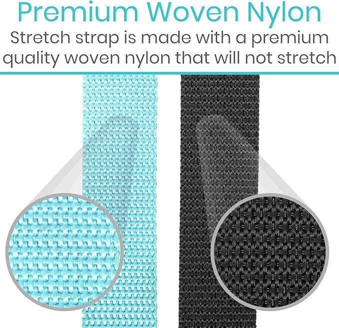 Vive Stretch Strap (75" - 10 Loops) - Leg Stretch Band to Improve Flexibility - Stretching Out Yoga Strap - Exercise and Physical Therapy Belt for Rehab, Pilates and Gymnastics with Guide Book