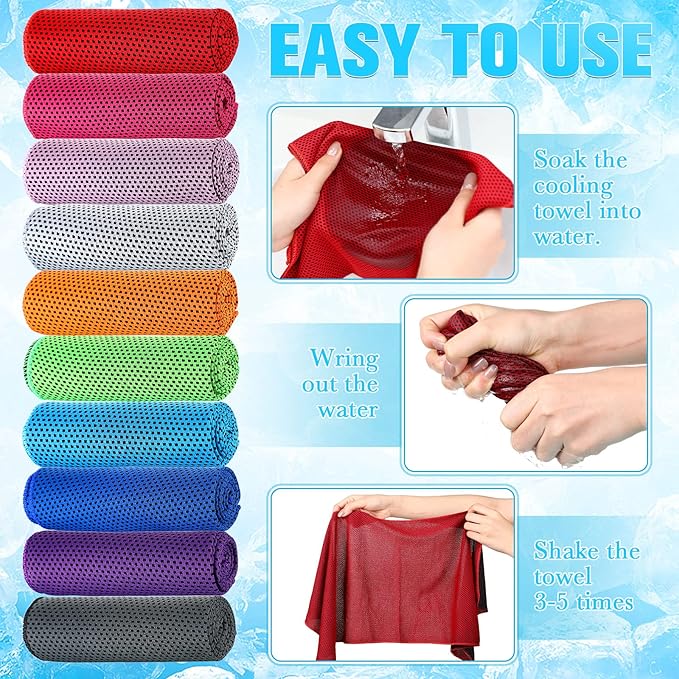 Maitys 1000 Pcs Cooling Towel Bulk, 32 x 12 Inch Microfiber Ice Towel for Neck and Face Cold Soft Breathable Sport Neck Wraps for Hot Weather Athletes Gym Yoga Camping Workout