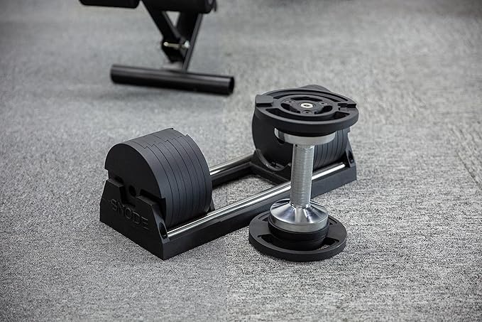 SNODE AD80 Drop Proof 80 lbs Adjustable Dumbbell Set -Adjustable Weights with Cast Iron Plates and Cradle, Knurled Handle, Fast Adjust, Compact Home Gym Equipment for Bench & Press