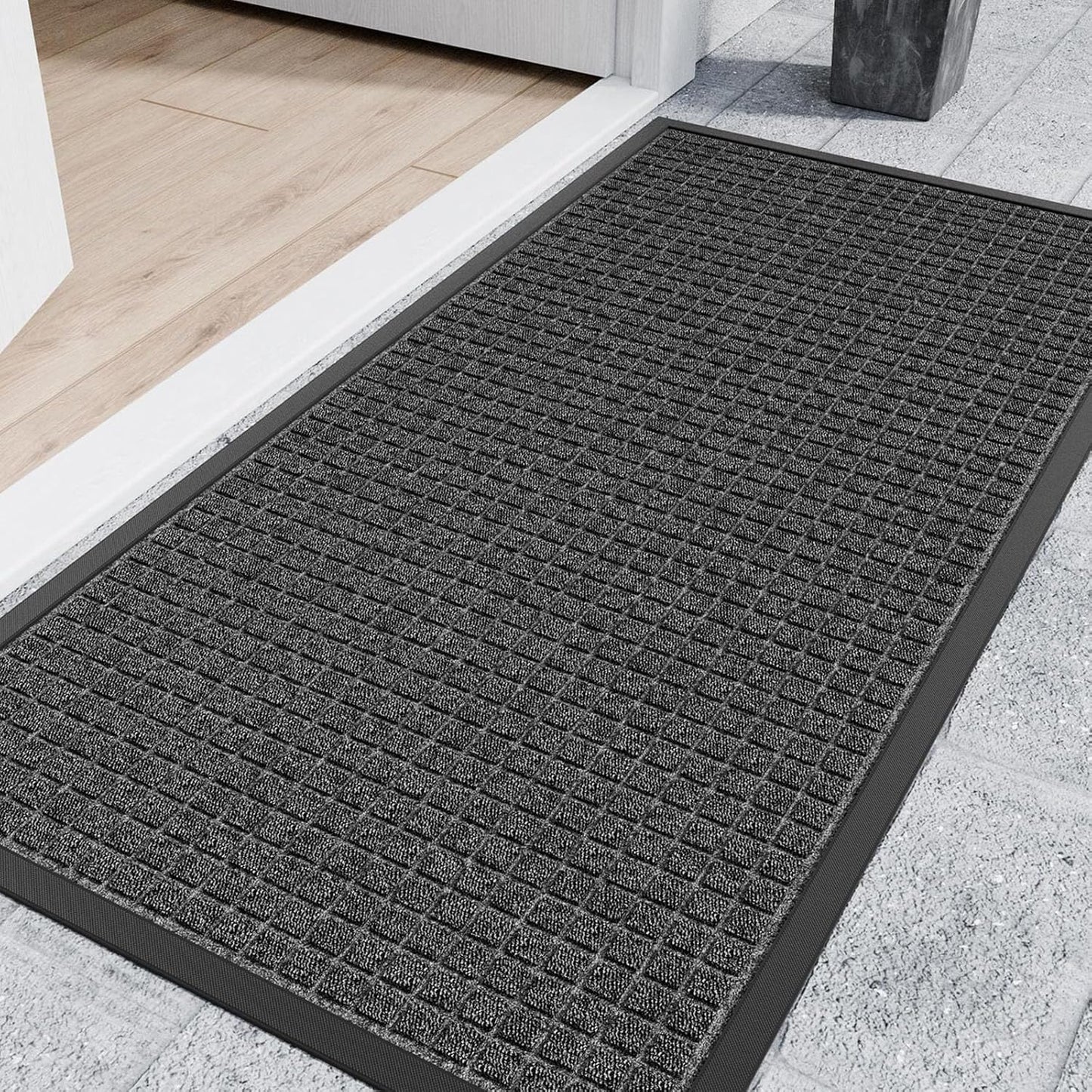 Indoor Outdoor Front Door Mats, 48" x 24" Rubber Backing Non Slip Durable Welcome Floor Mats for Patio, Garage Entrance, Stain and Fade Resistant Commercial Doormats for High Traffic