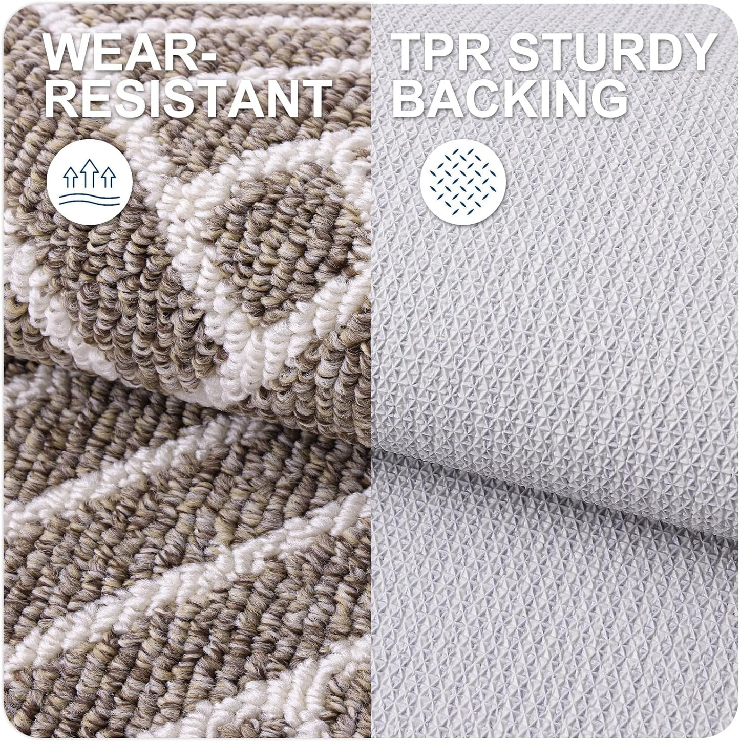 OLANLY Large Indoor Door Mat, 59x35 Inch, Dirt Resistant and Absorbent, Non-Slip Rubber Backing Floor Mats, Easy Clean Low-Profile Doormat for Entryway, Front Door, and Inside Entrance, Khaki