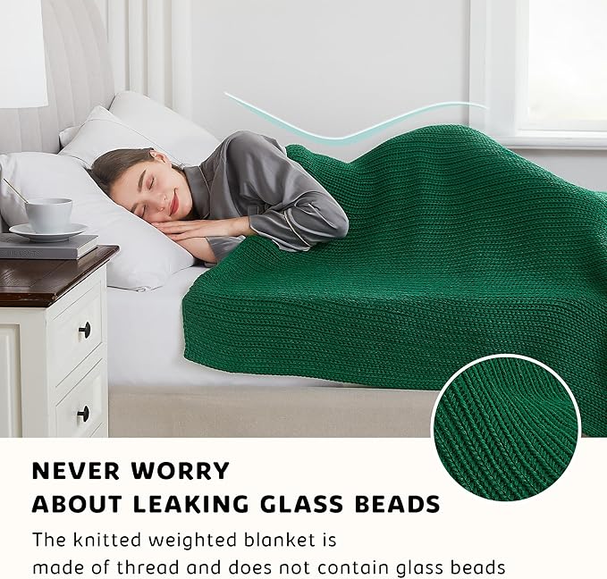 L'AGRATY Knitted Weighted Blanket - 48"x72" 12lbs Cooling Chunky Knit Heavy Blanket for Adults Braided Crochet Throw Thick Cable Yarn Knit Decorative No Beads Evenly Weighted Machine Washable