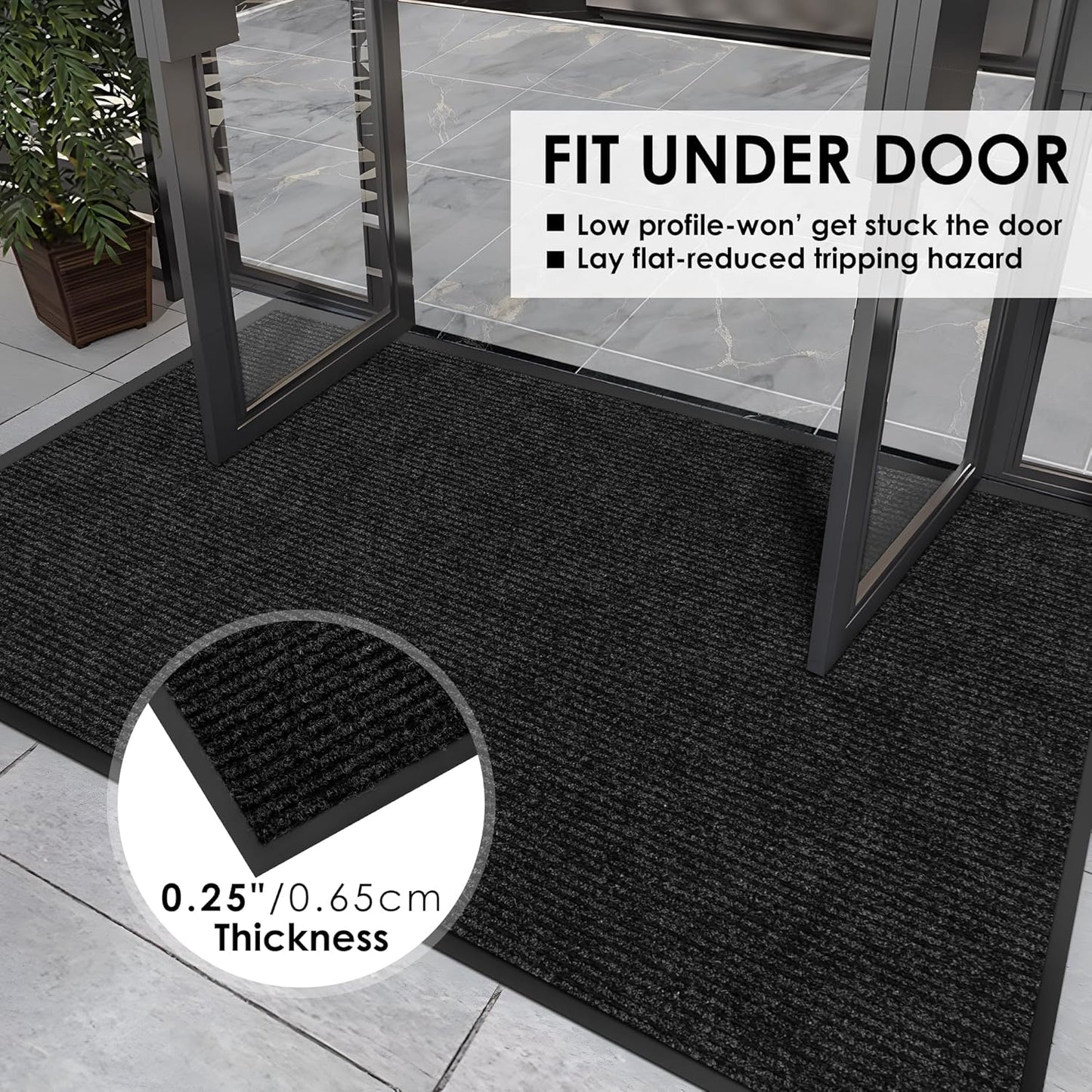 2′ x 64′ Front Door Mat Indoor Outdoor Entrance, Commercial Floor Mat Heavy Duty Dirt Trapper Entryway Doormat, Custom Size Non Slip Rubber Backing Welcome mat, Door Mat for High Traffic Area