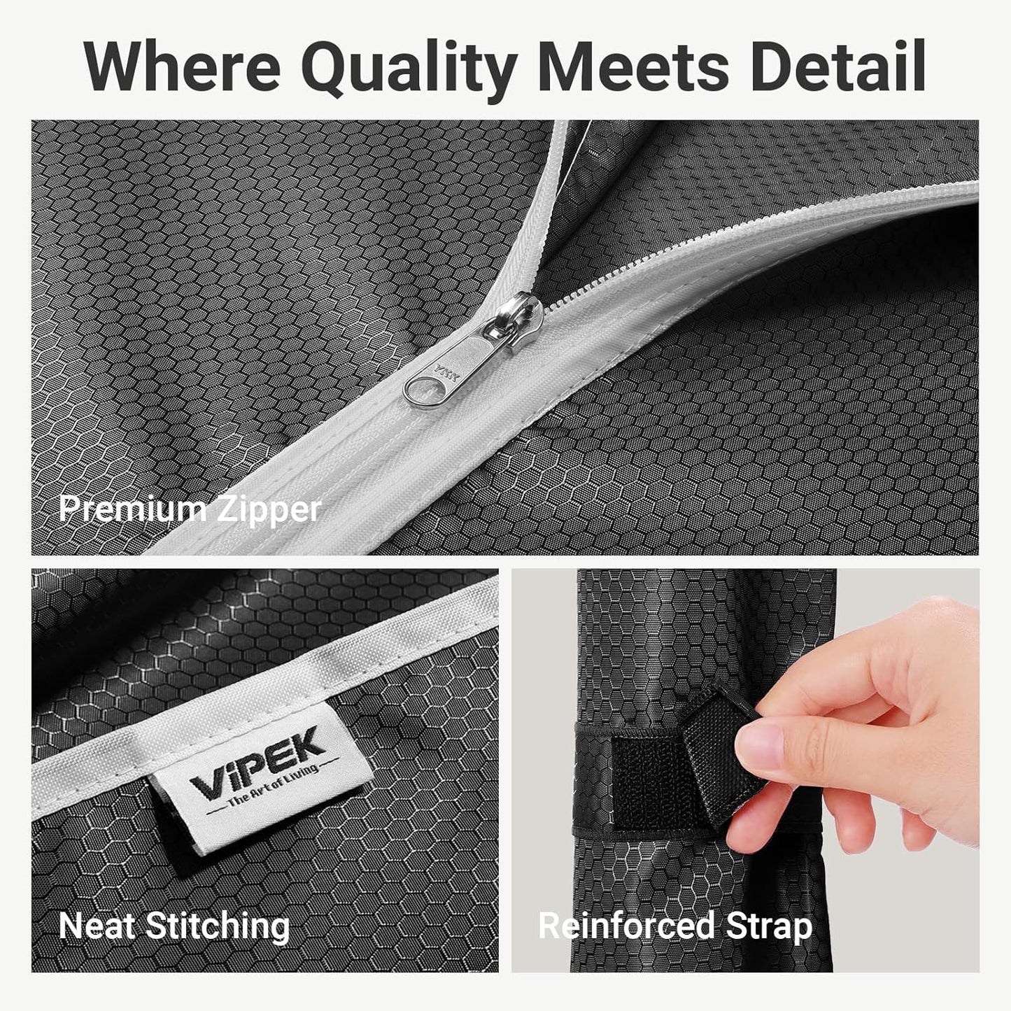 VIPEK V5C Heavy Duty Covered Clothes Rack Portable Closet Rack, Black Metal Clothing Rack with Black Upgarded Polyester Cover Cover, Adjustable Custom Freestanding Closet Wardrobe, Max Load 800LBS