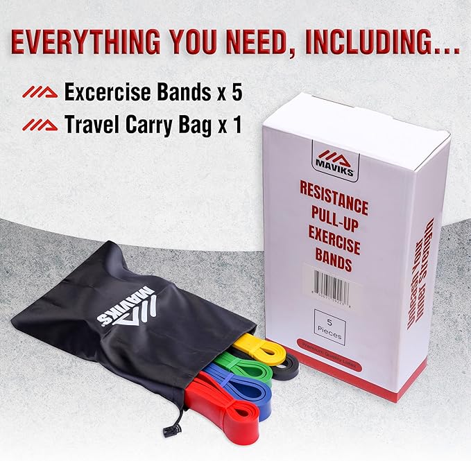 Exercise Resistance Bands for Working Out Set of 5 for Women and Men, Stretch Bands for Exercise, Physical Therapy, Arms Legs Workout, Stretching, Home Fitness