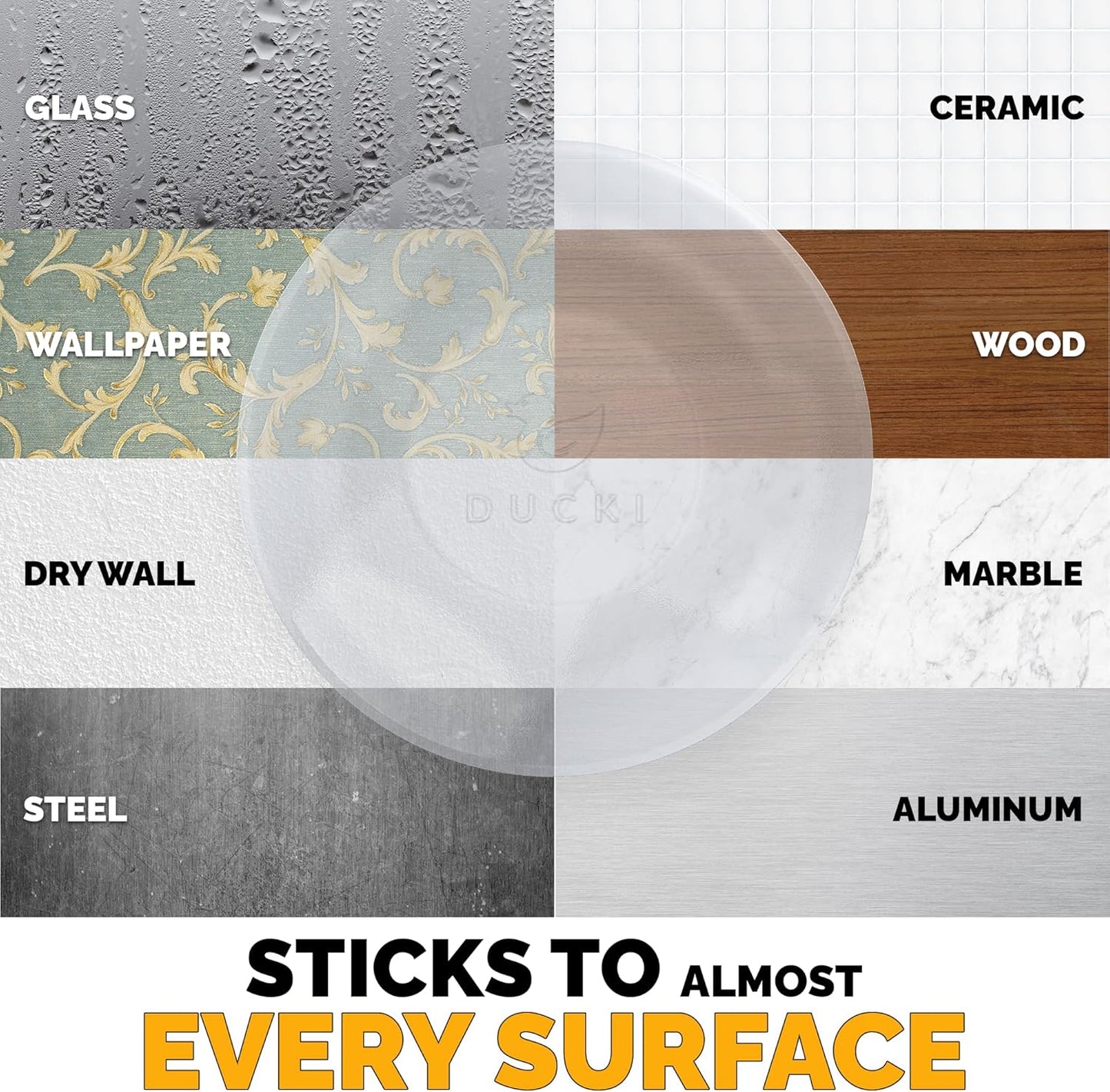 Ducki Door Stop Wall Protector | Self Adhesive Door Knob Wall Protectors from Door Knobs | Rubber Door Stoppers for Wall Damage & Noise | Durable, Shock Absorbent & Discreet | 6 Pack Clear Door Stops