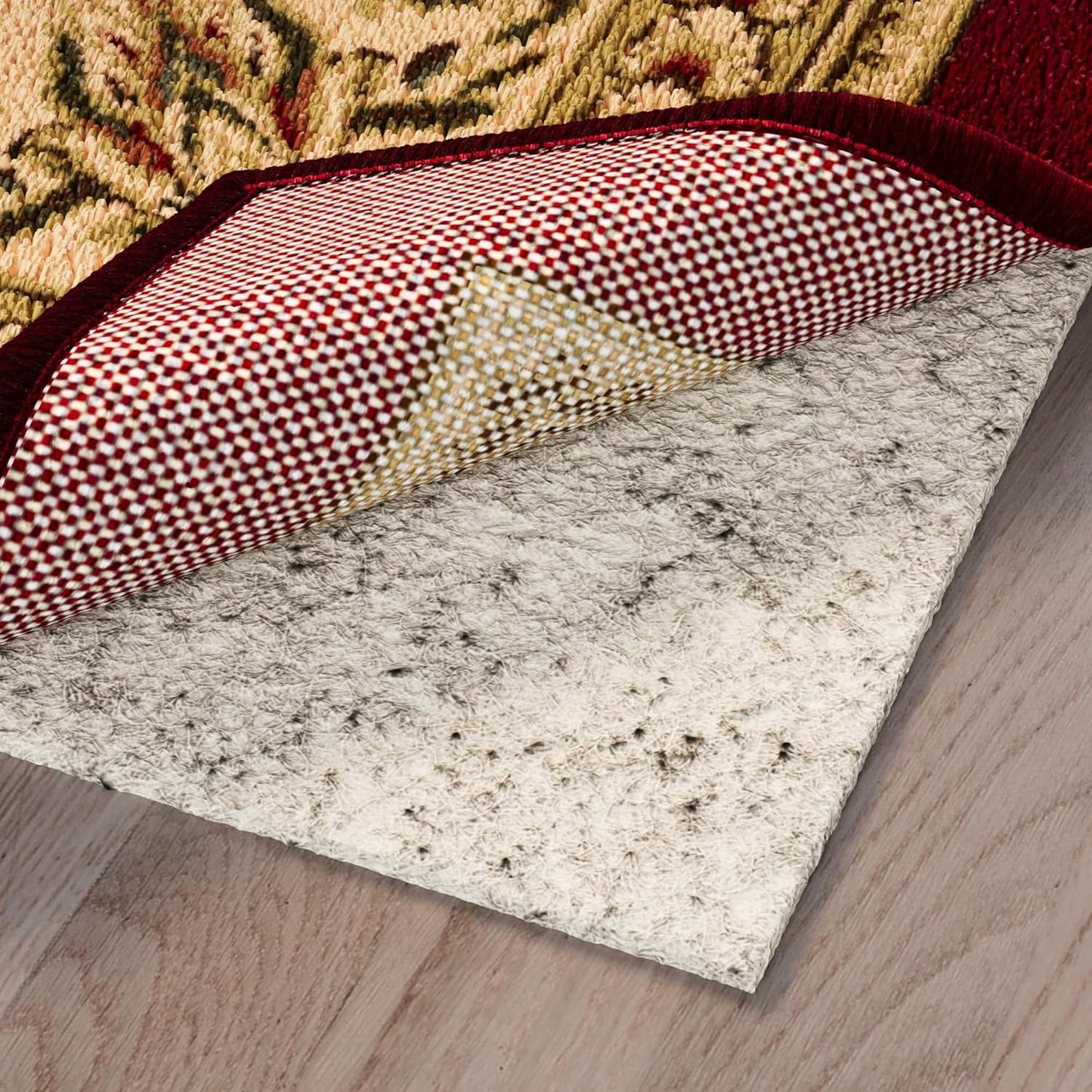 Ottomanson 2'7" x 8' Non-Slip Rug Pad Gripper 1/12 Inch Ultra Thin Dual Surface Felt + Rubber Gripper - Safe for All Floors, Cream