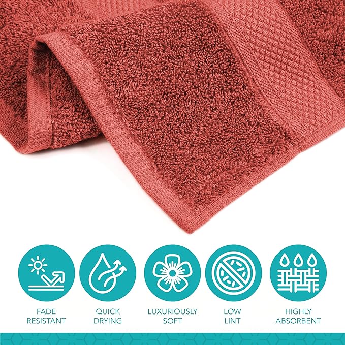 Pleasant Home Bath Towels Set of 6 (24” x 50”) 100% Cotton, 515 GSM | Lightweight, Soft & Absorbent Luxury Towels for Bathroom | for Gym, Pool & Spa | 6 Pack, Red