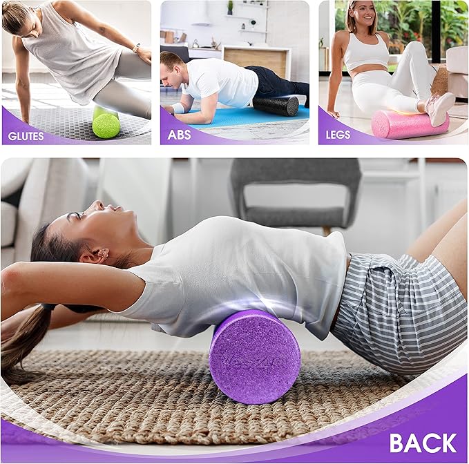 Yes4All High-Density EPP Round Back Roller Foam, Exercise Foam Roller for Yoga, Pilates & Stretching - 12, 18, 24, 36 inch