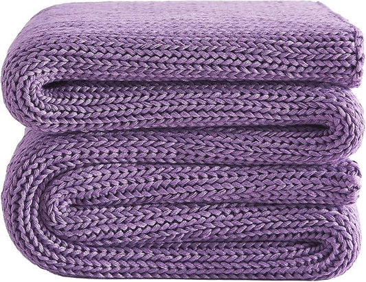 L'AGRATY Knitted Weighted Blanket - 48"x72" 12lbs Cooling Chunky Knit Heavy Blanket for Adults Braided Crochet Throw Thick Cable Yarn Knit Decorative No Beads Evenly Weighted Machine Washable