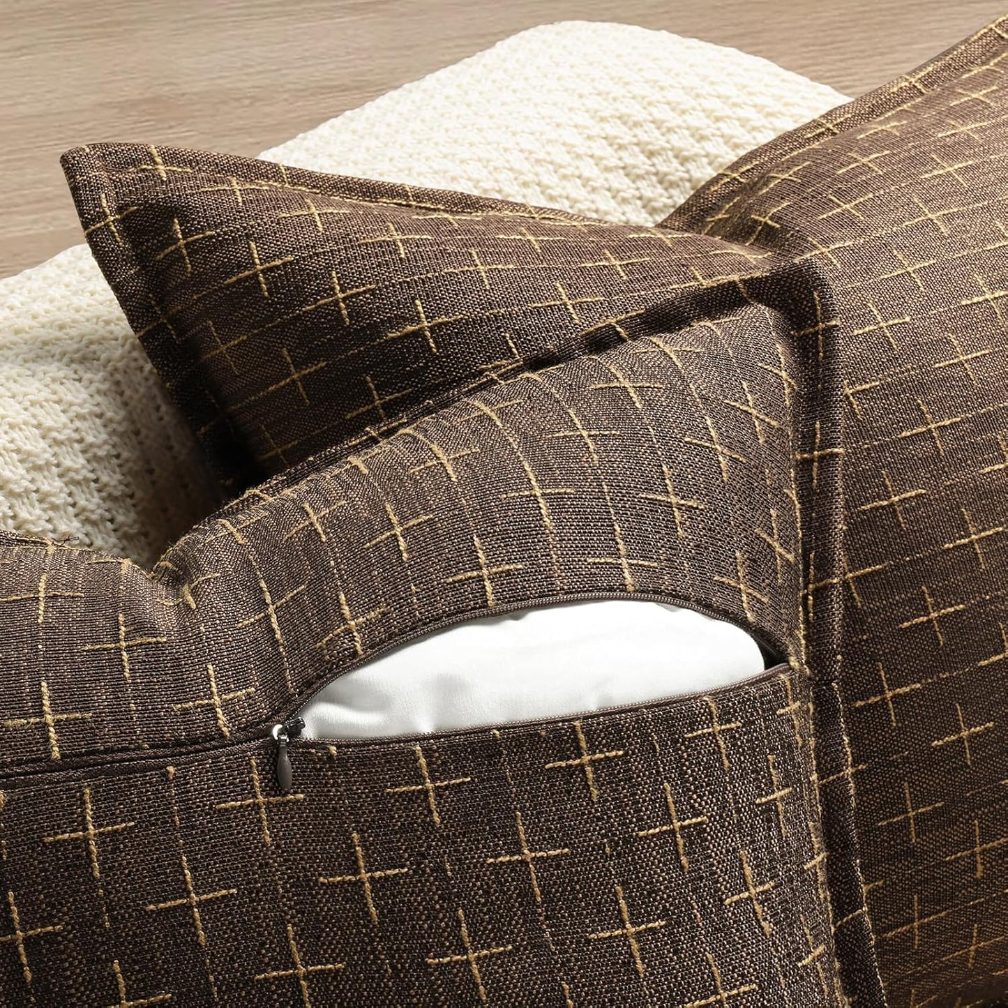 ZWJD Pillow Covers 20x20 Set of 2 Soft Polyester Textured Pillow Covers with Stylish Flange Edge Cozy Farmhouse Throw Pillows for Couch Bed Sofa Living Room