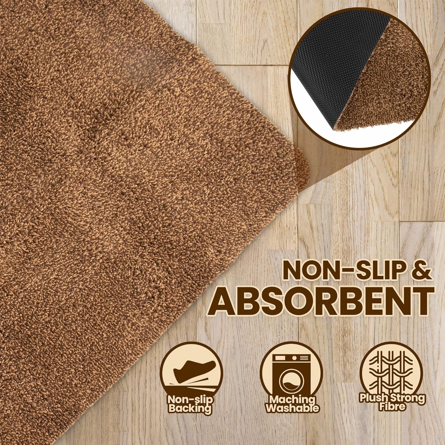 Premium Microfiber Indoor Door Mat – 36"x72" Washable Entry Mat, Non-Slip, Waterproof Backing, Super Absorbent, Low Profile Entryway Doormat for Indoor Entrance