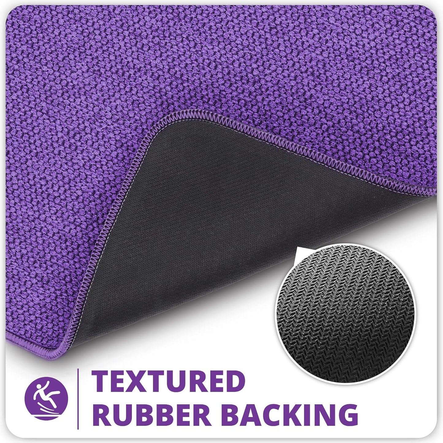 Bath Mat,Ultra Thin Bathroom Runner Rugs,Large Bath Mats for Bathroom,Quick Dry,Non-Slip,Machine Washable,Low Pile,Bath Rug,Shower Outside,Sink,Home Decor Accessories.Purple,2'x5'（24x60inch）
