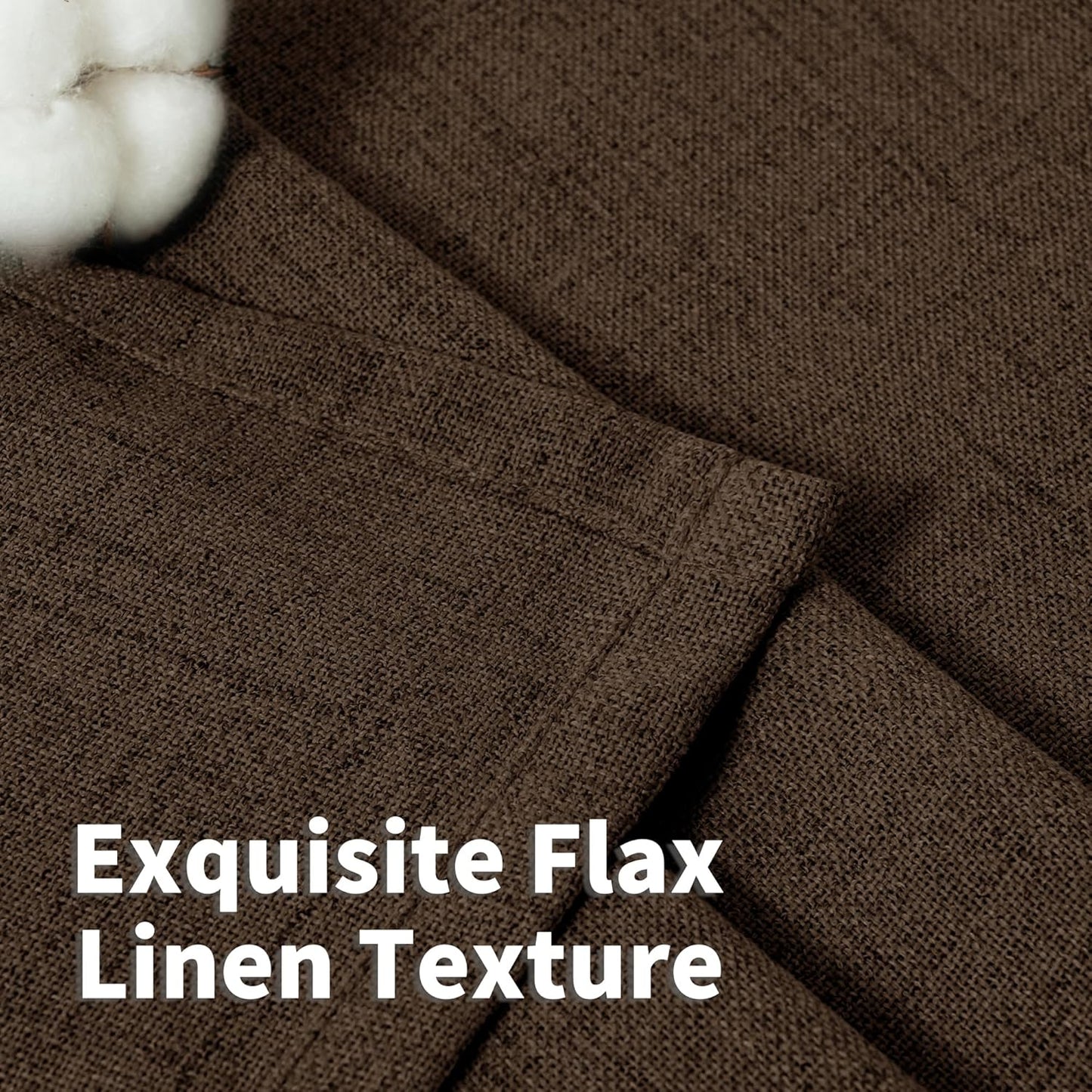 YoungsTex Brown Linen Cafe Curtains 36 Inches Long for Fall Decor, Small Light Filtering Drapes with Rod Pocket Back Tab Textured for Bathroom Kitchen Window, 2 Panels, 42 X 36 Inch