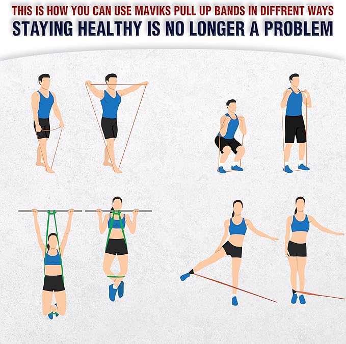 Exercise Resistance Bands for Working Out Set of 5 for Women and Men, Stretch Bands for Exercise, Physical Therapy, Arms Legs Workout, Stretching, Home Fitness