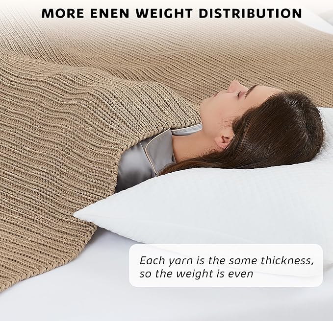 L'AGRATY Knitted Weighted Blanket - 48"x72" 12lbs Cooling Chunky Knit Heavy Blanket for Adults Braided Crochet Throw Thick Cable Yarn Knit Decorative No Beads Evenly Weighted Machine Washable