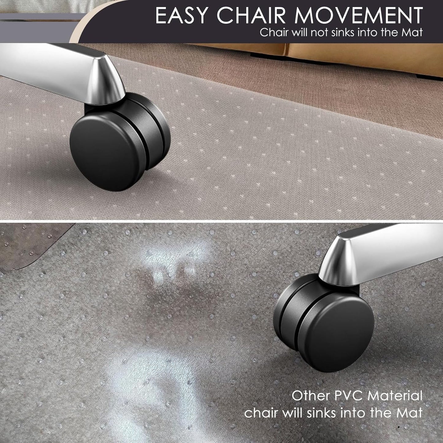 Kuyal Office Chair Mat for Carpet, 2 Pack 36x 48 Clear Heavy Duty Computer Chair Mat, Under Desk Protector Carpeted Floors Mat, Easy Chair Movement,Ship Flat