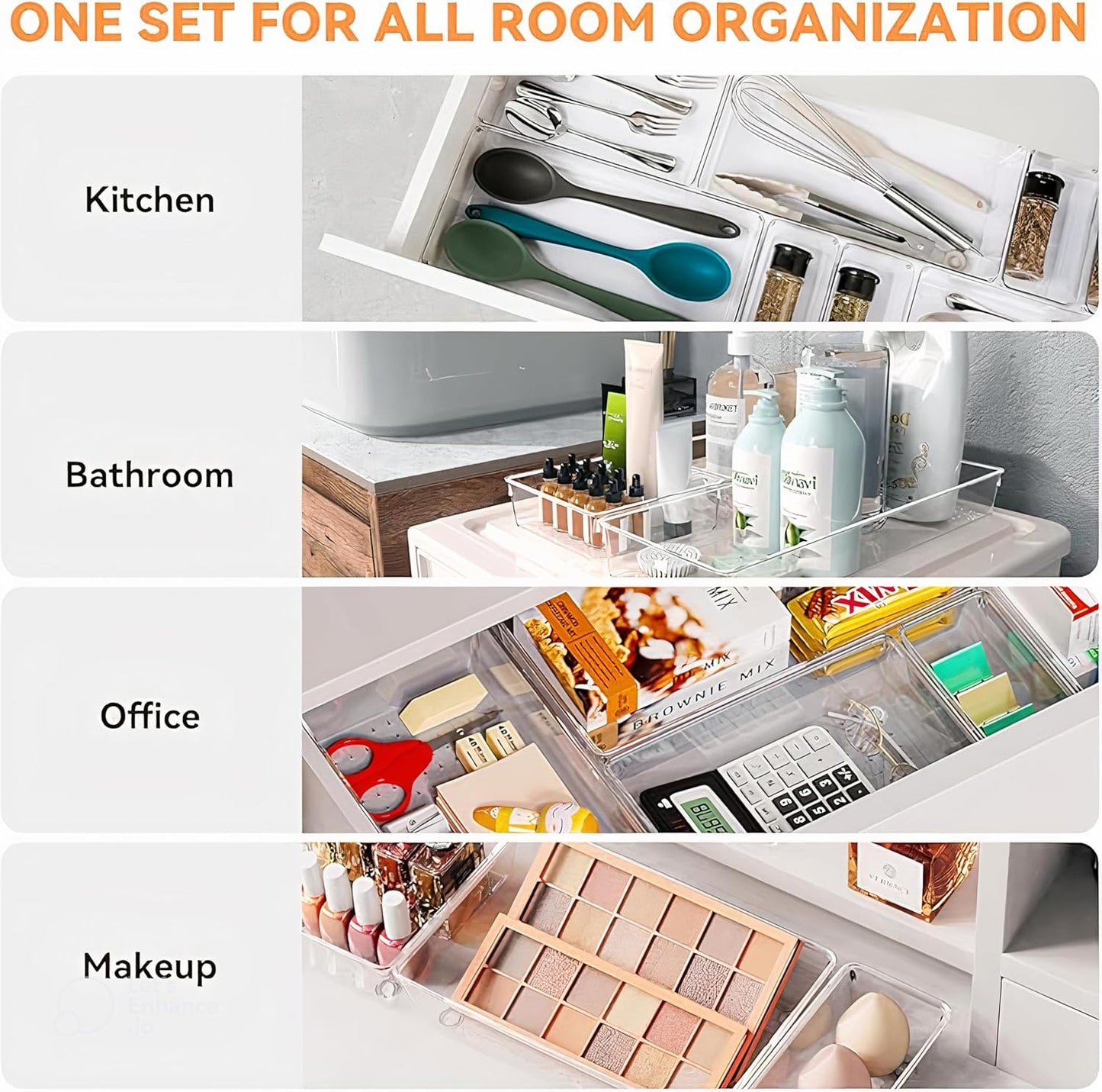 12-Pack Clear Plastic Drawer Organizer Trays – Multi-Use Acrylic Storage Bins for Kitchen, Bathroom, Makeup, Office, School & Undergarments – Perfect for Dorm, Apartment & Home Organization