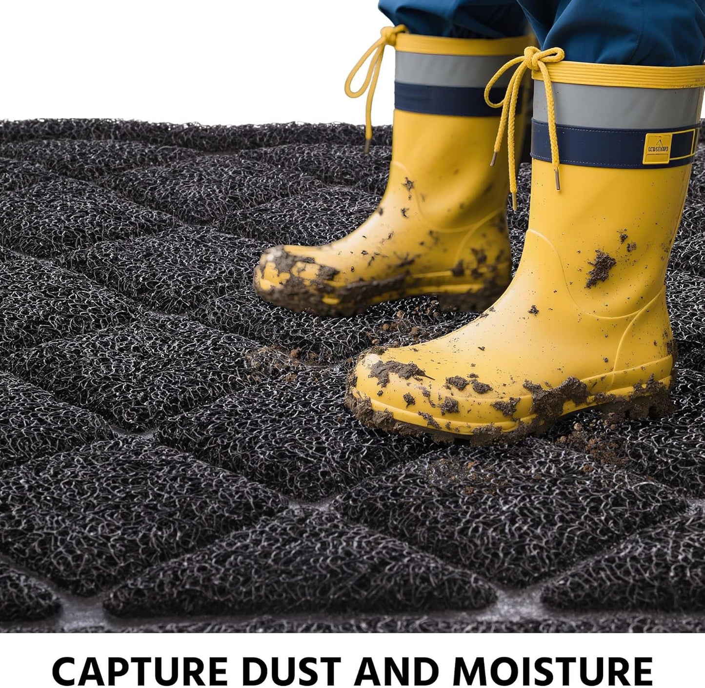 Front Door Mat Indoor Outdoor Entrance, 24" x 48" Heavy Duty All-Season All-Weather Waterproof Doormat Trap Dirt and Moisture Easy Clean Low Profile Patio Porch Entryway Mat