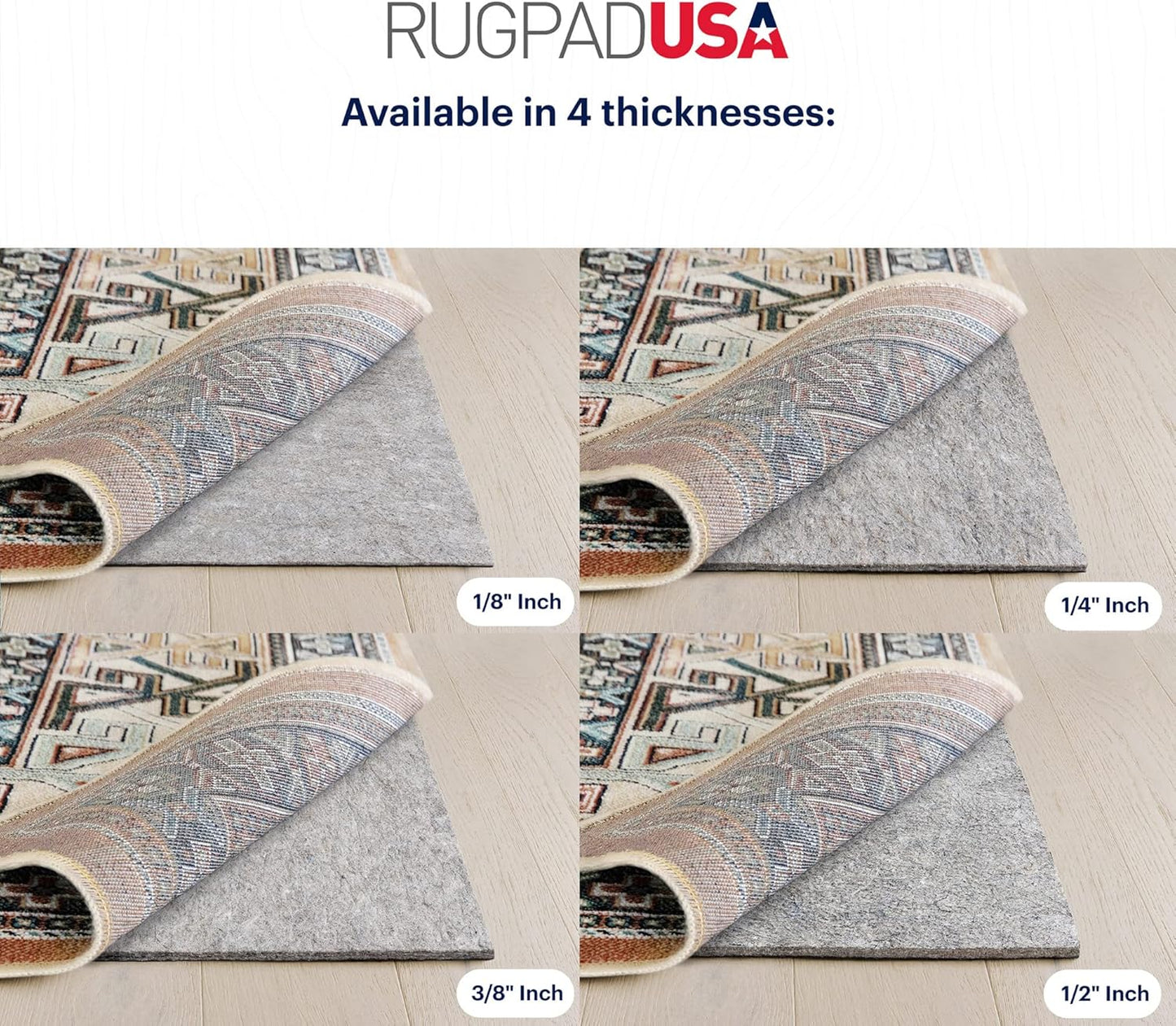 RUGPADUSA - Dual Surface - 2'6" x 8' - 3/8" Thick - Felt + Rubber - Enhanced Non-Slip Rug Pad - Adds Comfort and Protection - for Hard Surface Floors