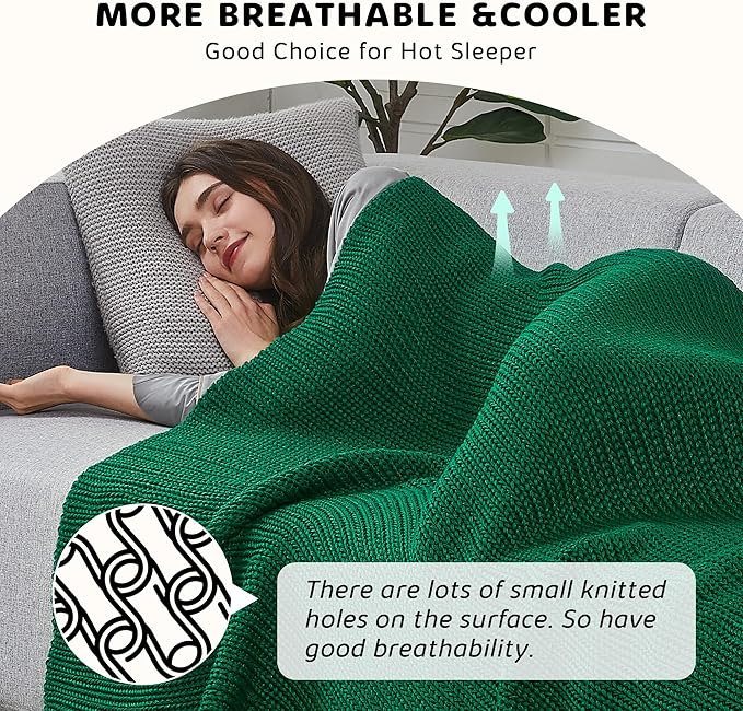 L'AGRATY Knitted Weighted Blanket - 48"x72" 15lbs Cooling Chunky Knit Heavy Blanket for Adults Braided Crochet Throw Thick Cable Yarn Knit Decorative No Beads Evenly Weighted Machine Washable