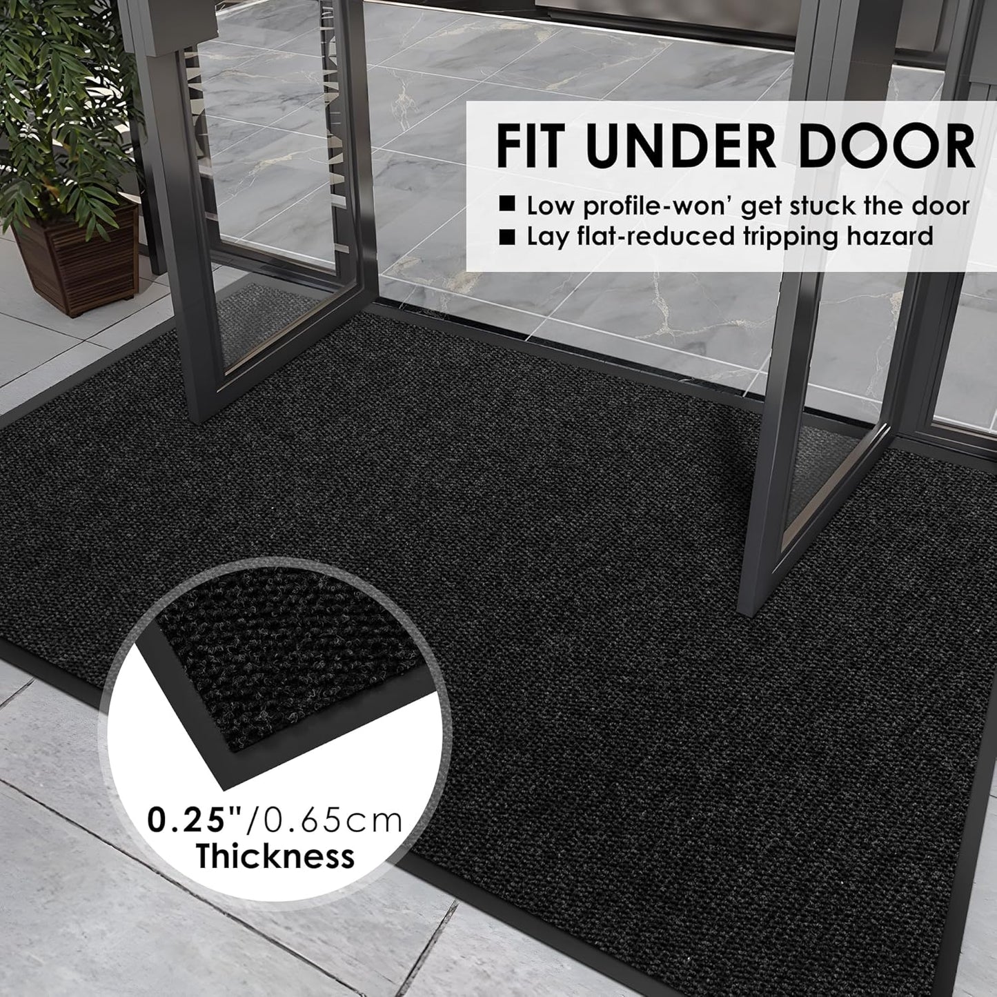 3′ x 37′ Front Door Mat Indoor Outdoor Entrance, Commercial Floor Mat Heavy Duty Dirt Trapper Entryway Doormat, Custom Size Non Slip Rubber Backing Welcome mat, Door Mat for High Traffic Area